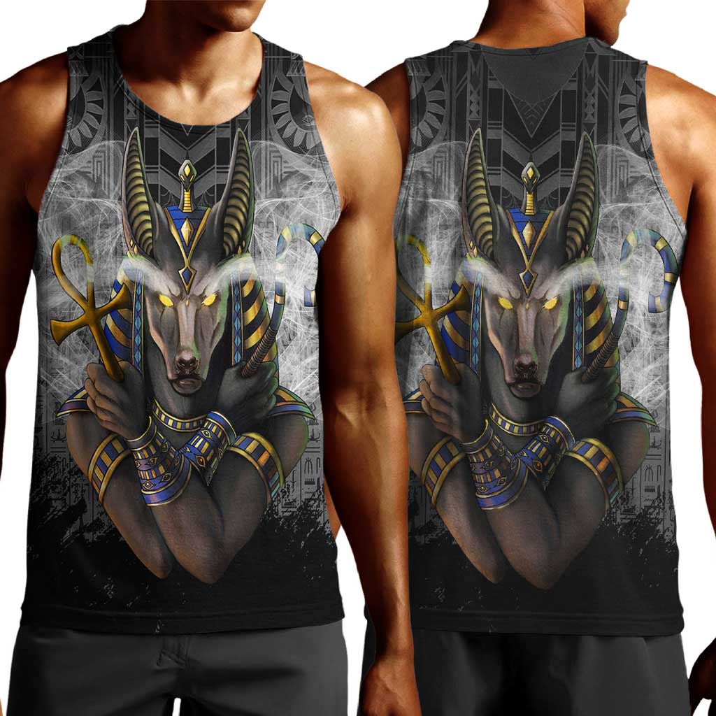 Anubis Men Tank Top Egypt Pattern Black DT02