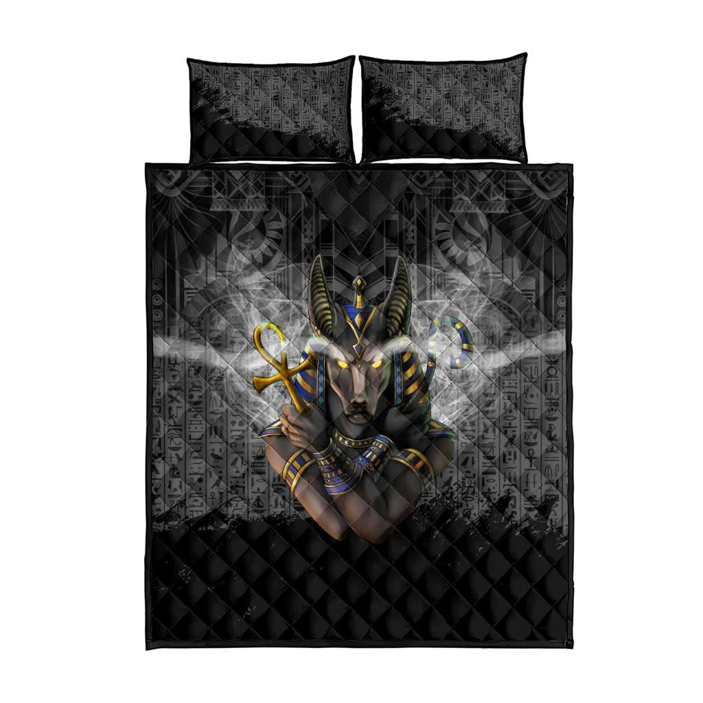 Anubis Quilt Bed Set Egypt Pattern Black DT02