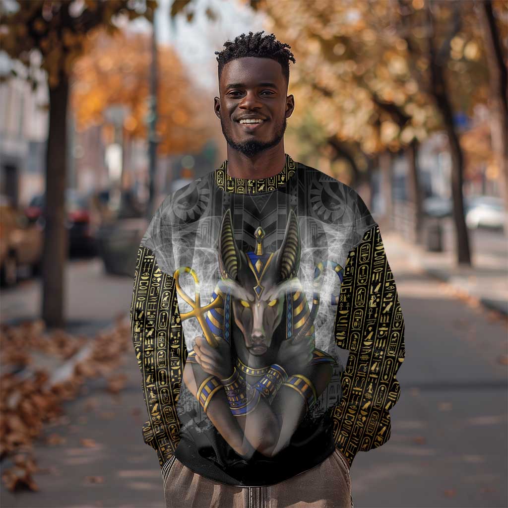 Anubis Sweatshirt Egypt Pattern Black DT02