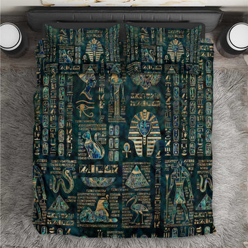 Egyptian Hieroglyphs And Deities Bedding Set DT02