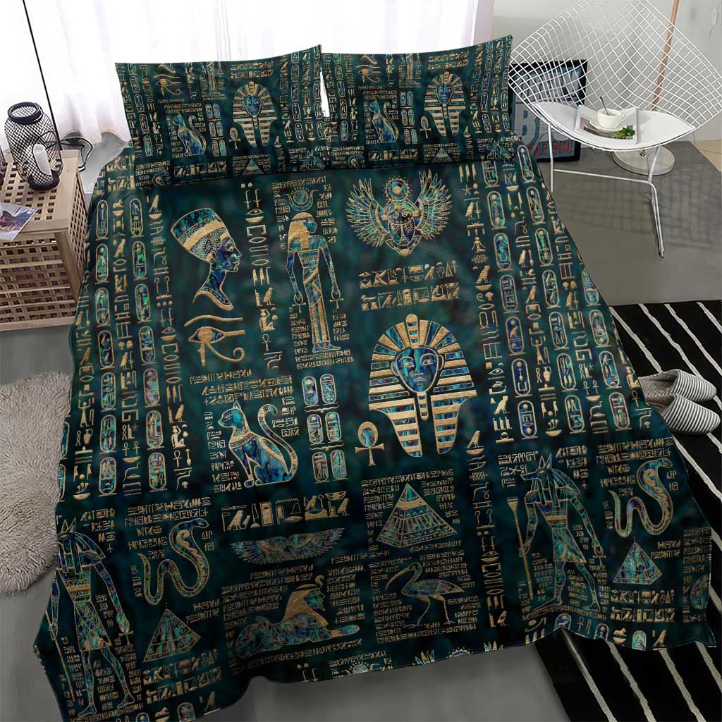 Egyptian Hieroglyphs And Deities Bedding Set DT02