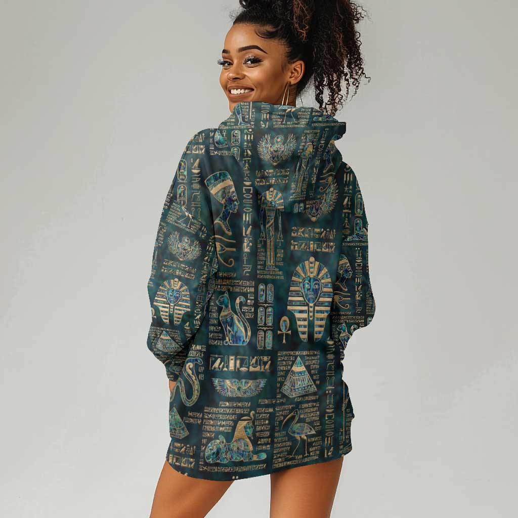 Egyptian Hieroglyphs And Deities Hoodie Dress DT02