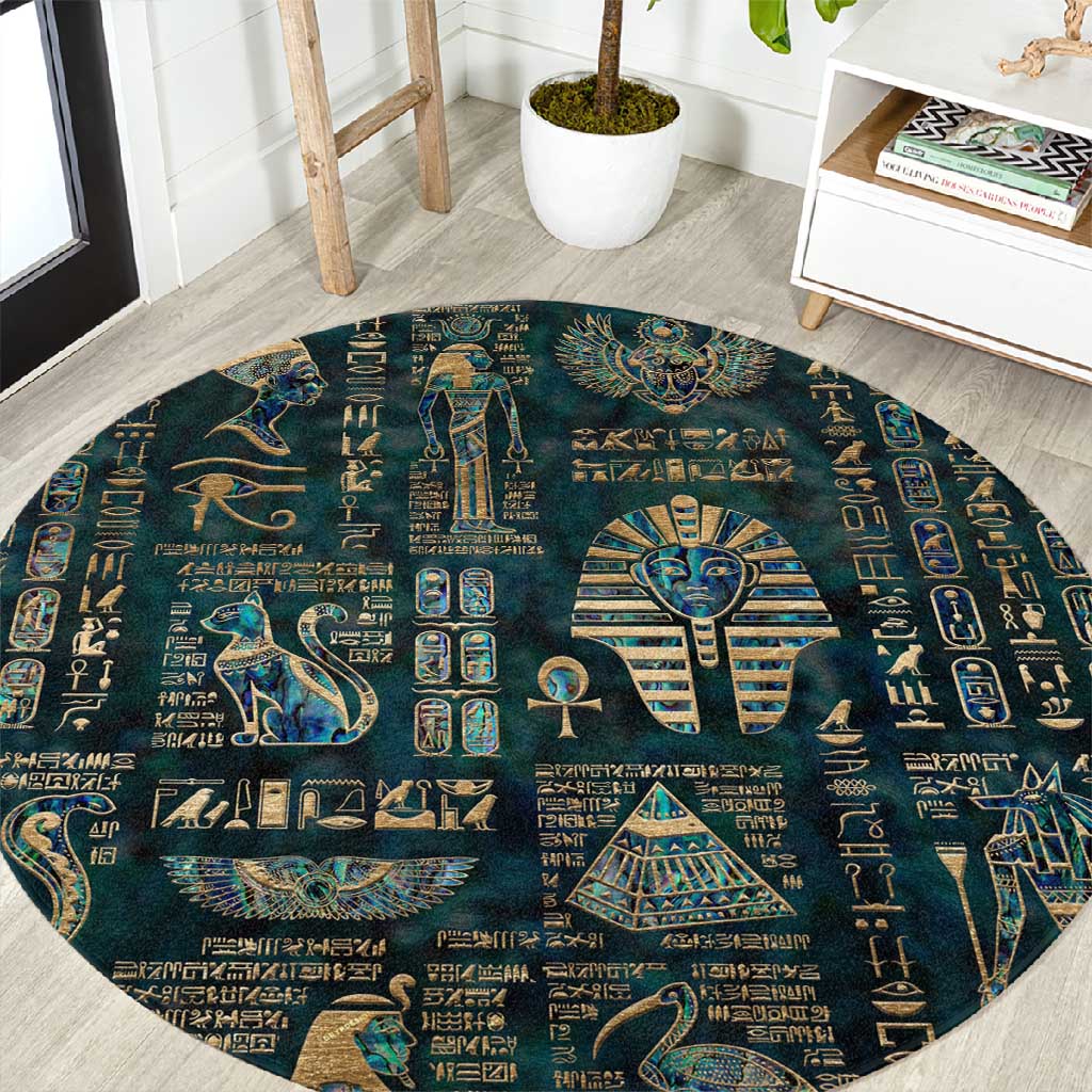 Egyptian Hieroglyphs And Deities Round Carpet DT02