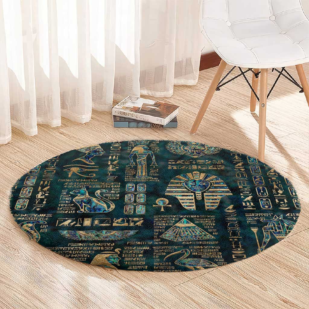 Egyptian Hieroglyphs And Deities Round Carpet DT02