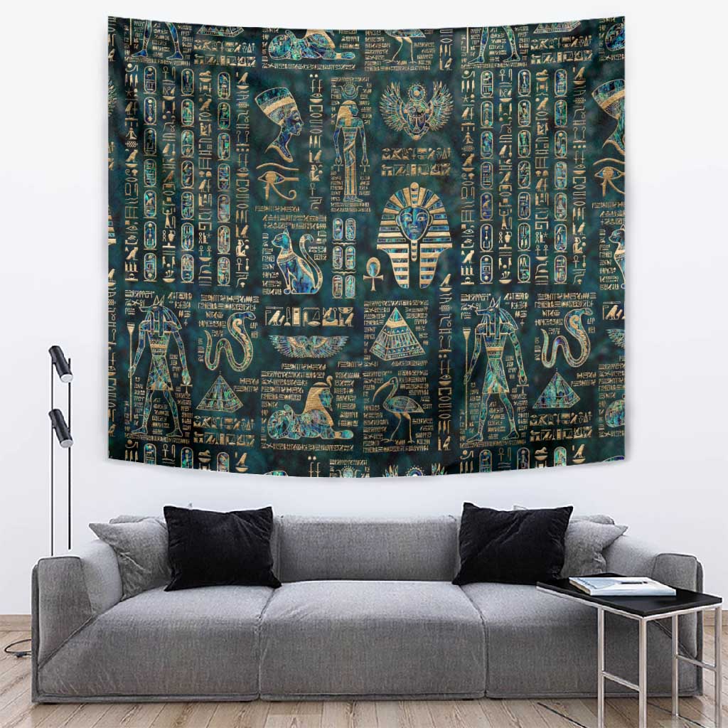 Egyptian Hieroglyphs And Deities Tapestry DT02