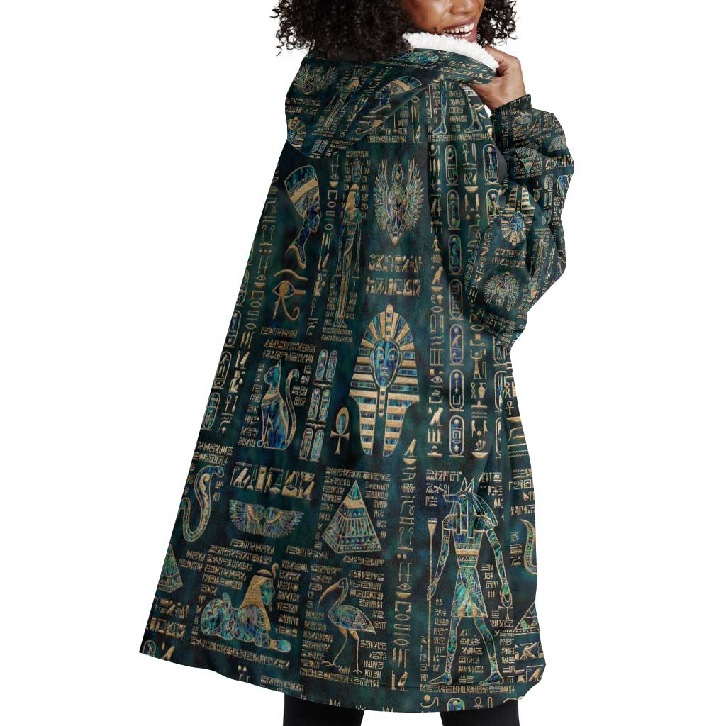 Egyptian Hieroglyphs And Deities Wearable Blanket Hoodie DT02