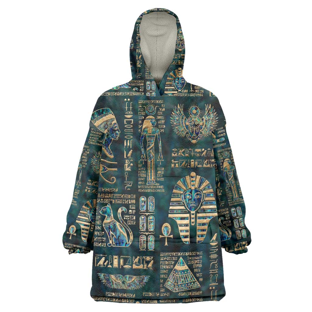 Egyptian Hieroglyphs And Deities Wearable Blanket Hoodie DT02