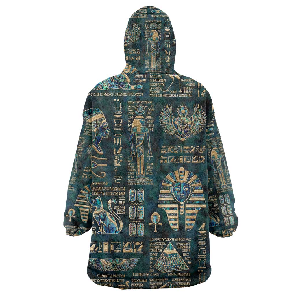 Egyptian Hieroglyphs And Deities Wearable Blanket Hoodie DT02