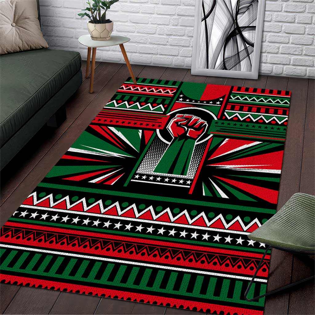 Power Fist And Patterns In Pan African Area Rug DT02