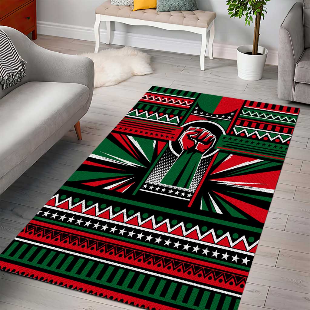 Power Fist And Patterns In Pan African Area Rug DT02