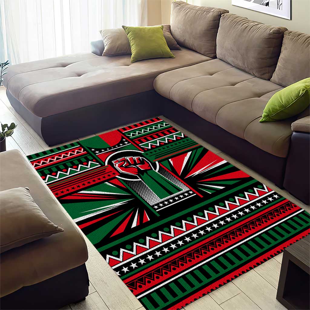 Power Fist And Patterns In Pan African Area Rug DT02