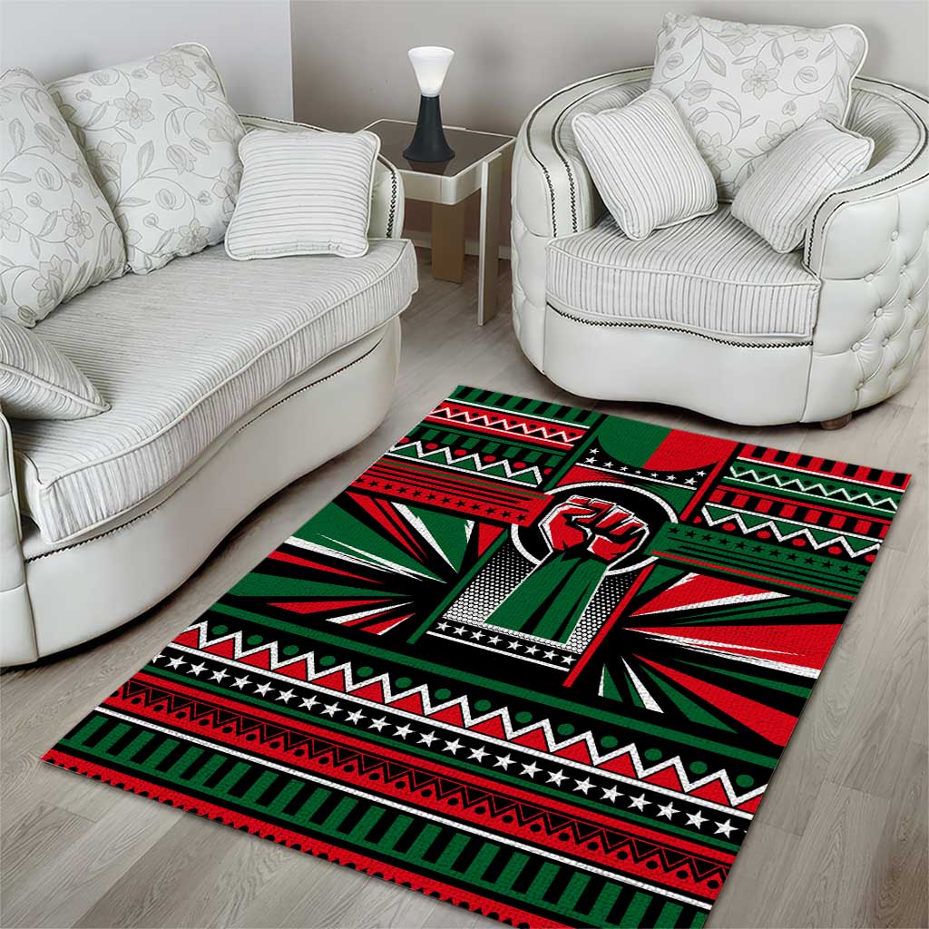 Power Fist And Patterns In Pan African Area Rug DT02