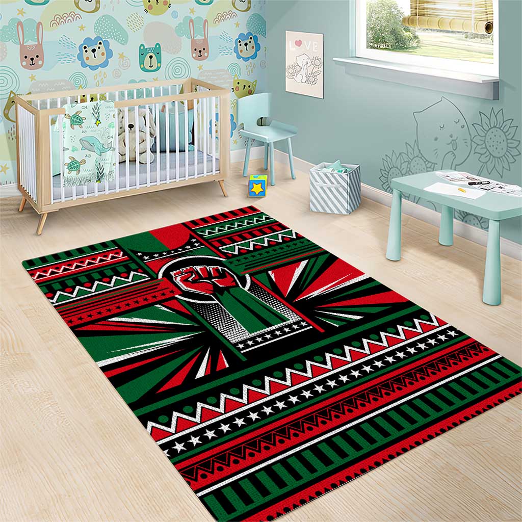 Power Fist And Patterns In Pan African Area Rug DT02