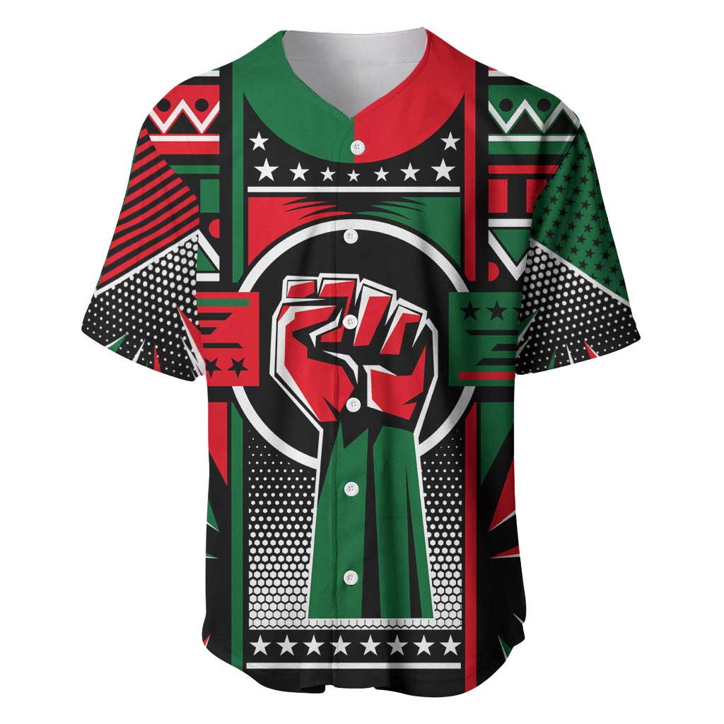 Power Fist And Patterns In Pan African Baseball Jersey DT02