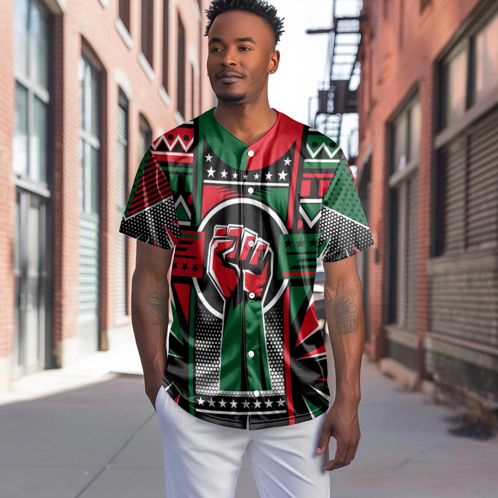 Power Fist And Patterns In Pan African Baseball Jersey DT02