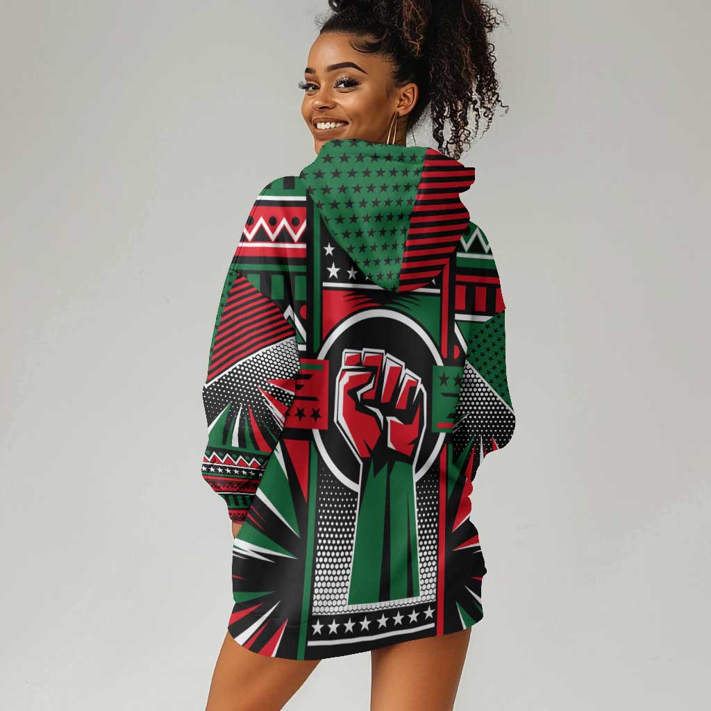 Power Fist And Patterns In Pan African Hoodie Dress DT02