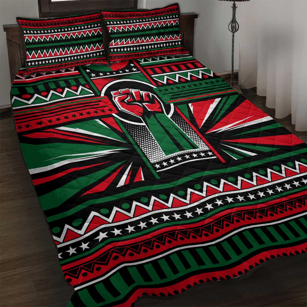 Power Fist And Patterns In Pan African Quilt Bed Set DT02