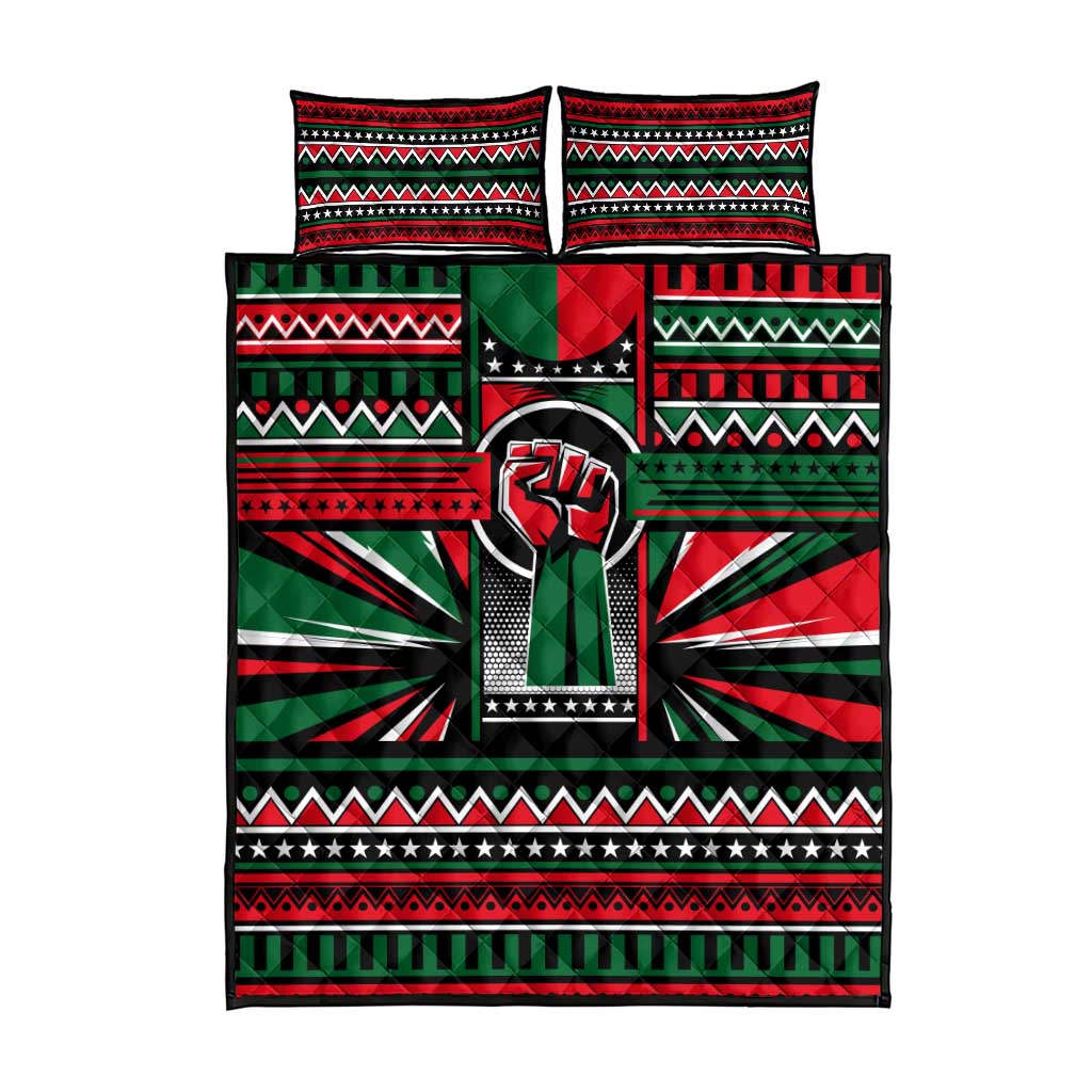 Power Fist And Patterns In Pan African Quilt Bed Set DT02