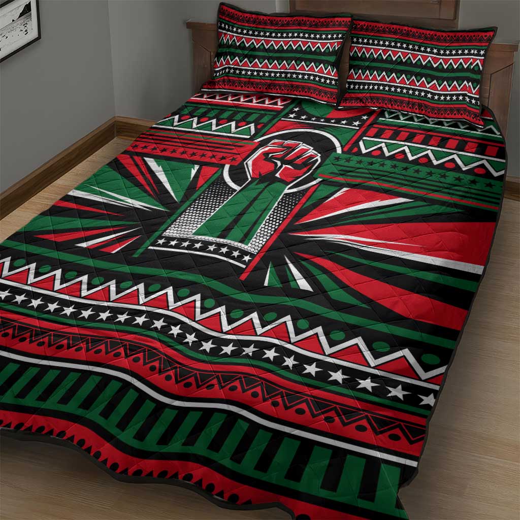 Power Fist And Patterns In Pan African Quilt Bed Set DT02