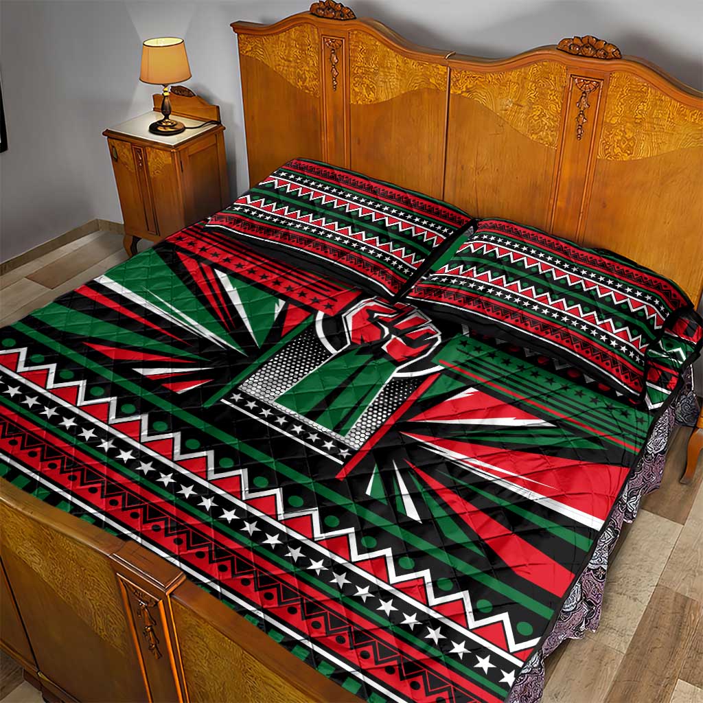 Power Fist And Patterns In Pan African Quilt Bed Set DT02