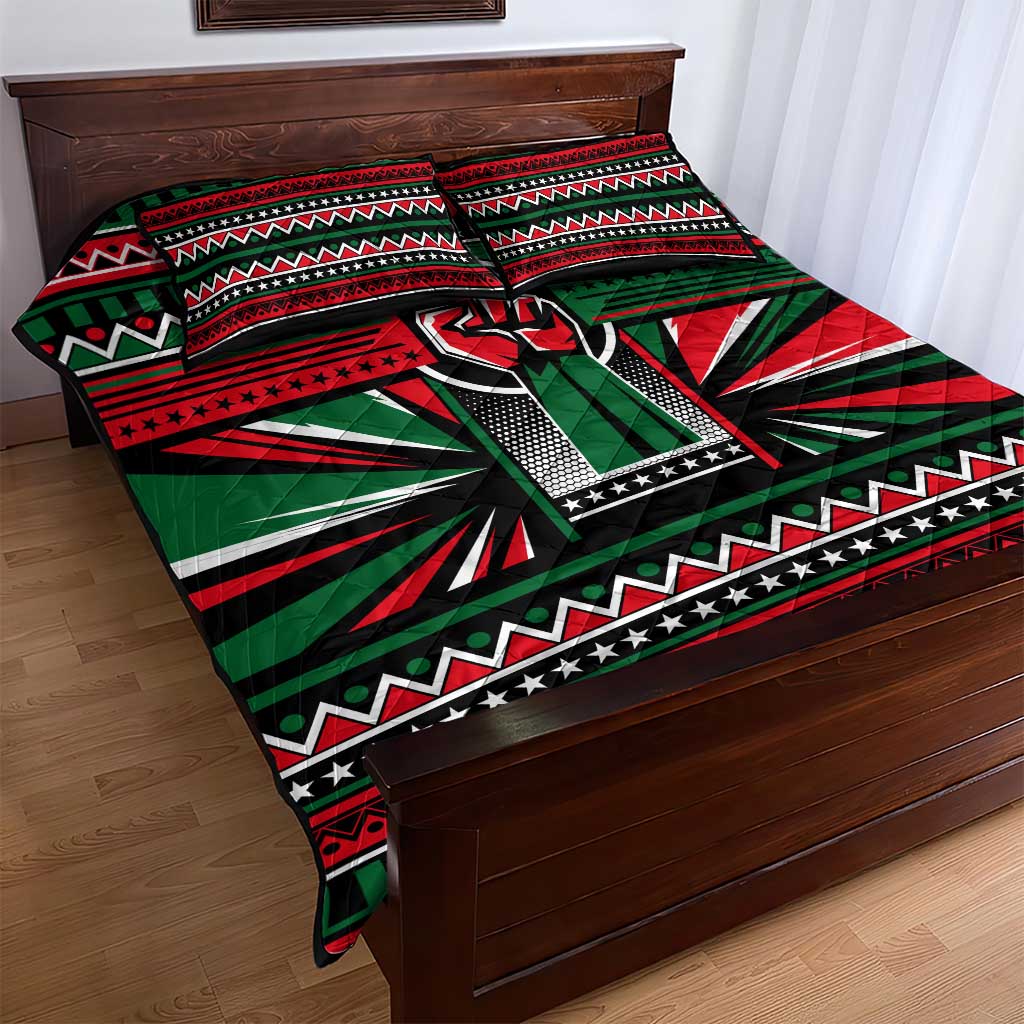 Power Fist And Patterns In Pan African Quilt Bed Set DT02