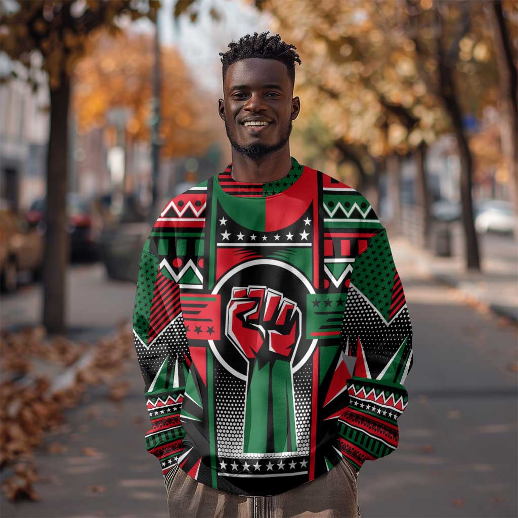 Power Fist And Patterns In Pan African Sweatshirt DT02