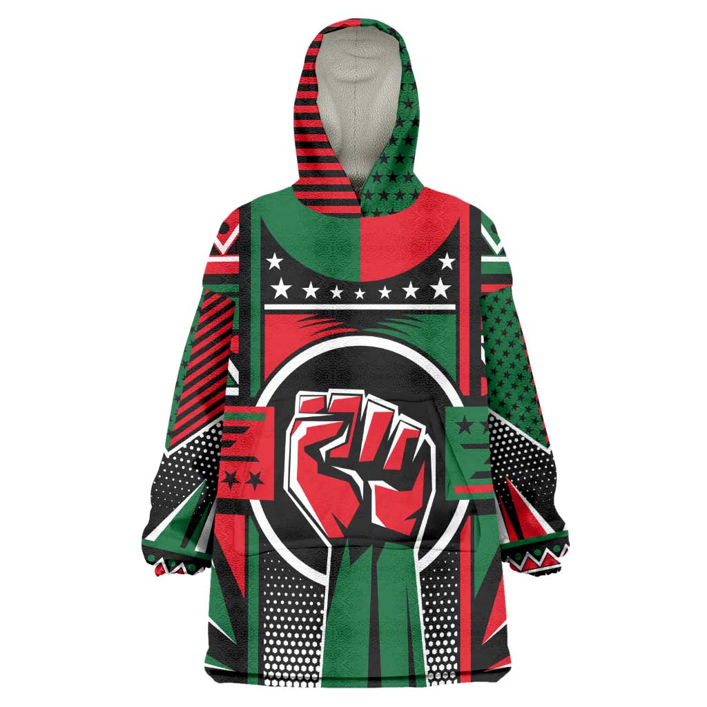 Power Fist And Patterns In Pan African Wearable Blanket Hoodie DT02