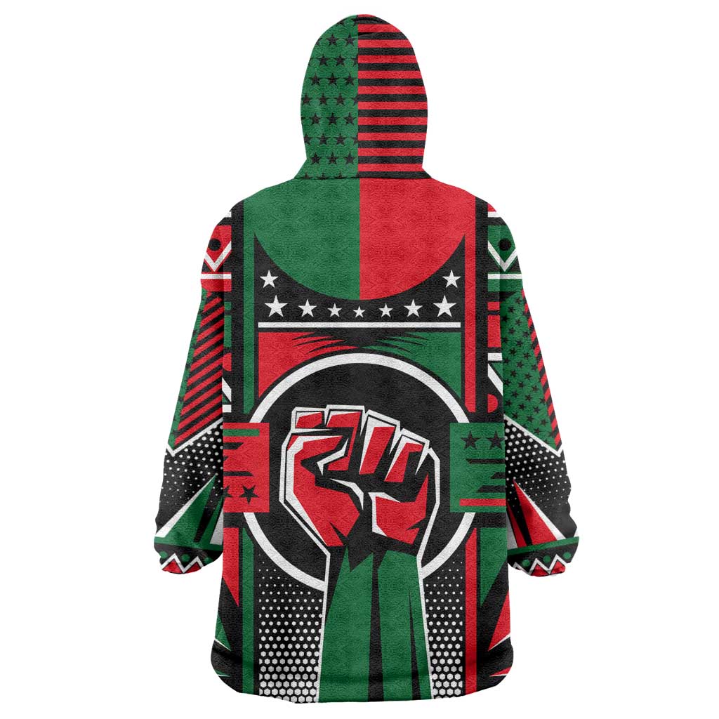 Power Fist And Patterns In Pan African Wearable Blanket Hoodie DT02