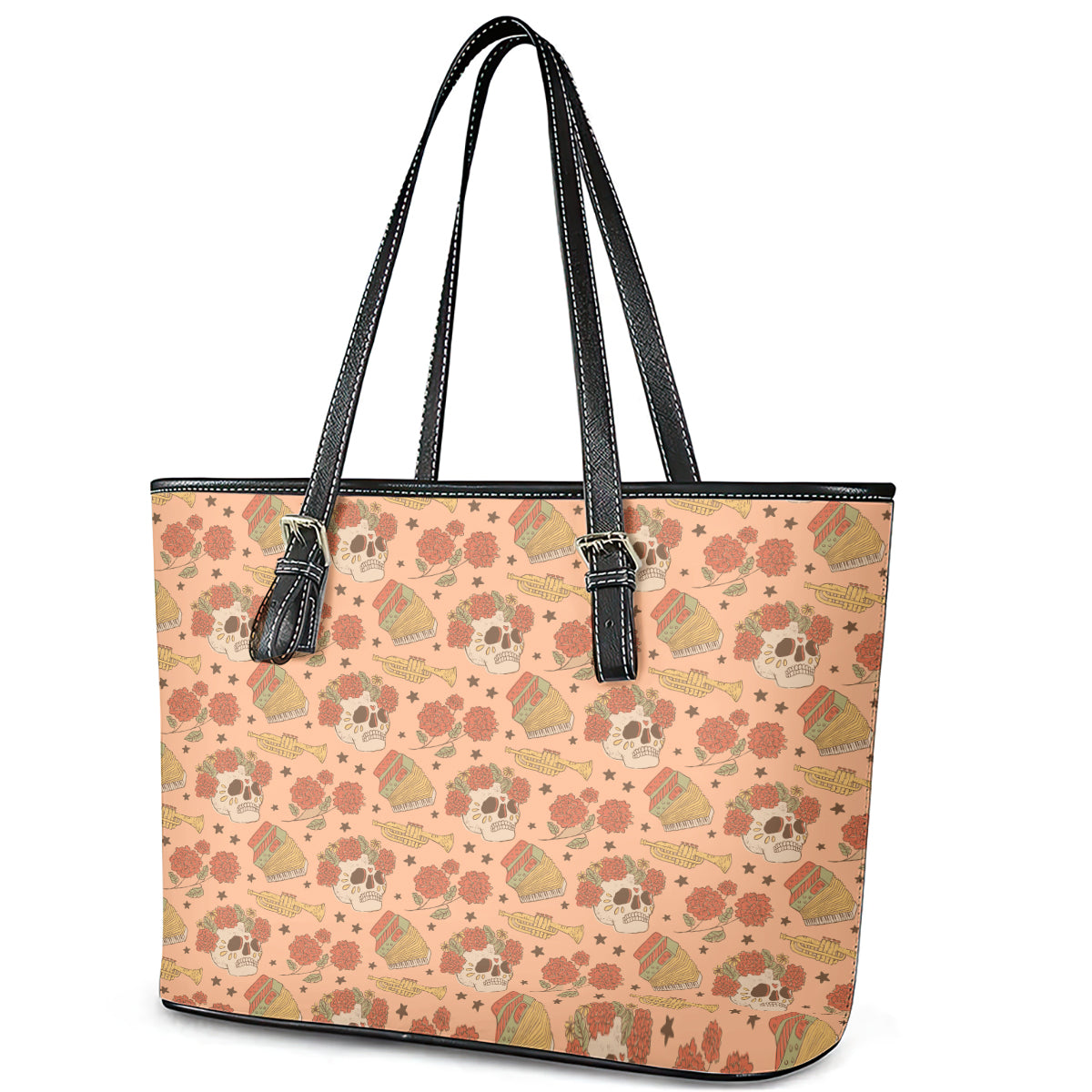 Day of the Dead Leather Tote Bag Sugar Skulls DT02