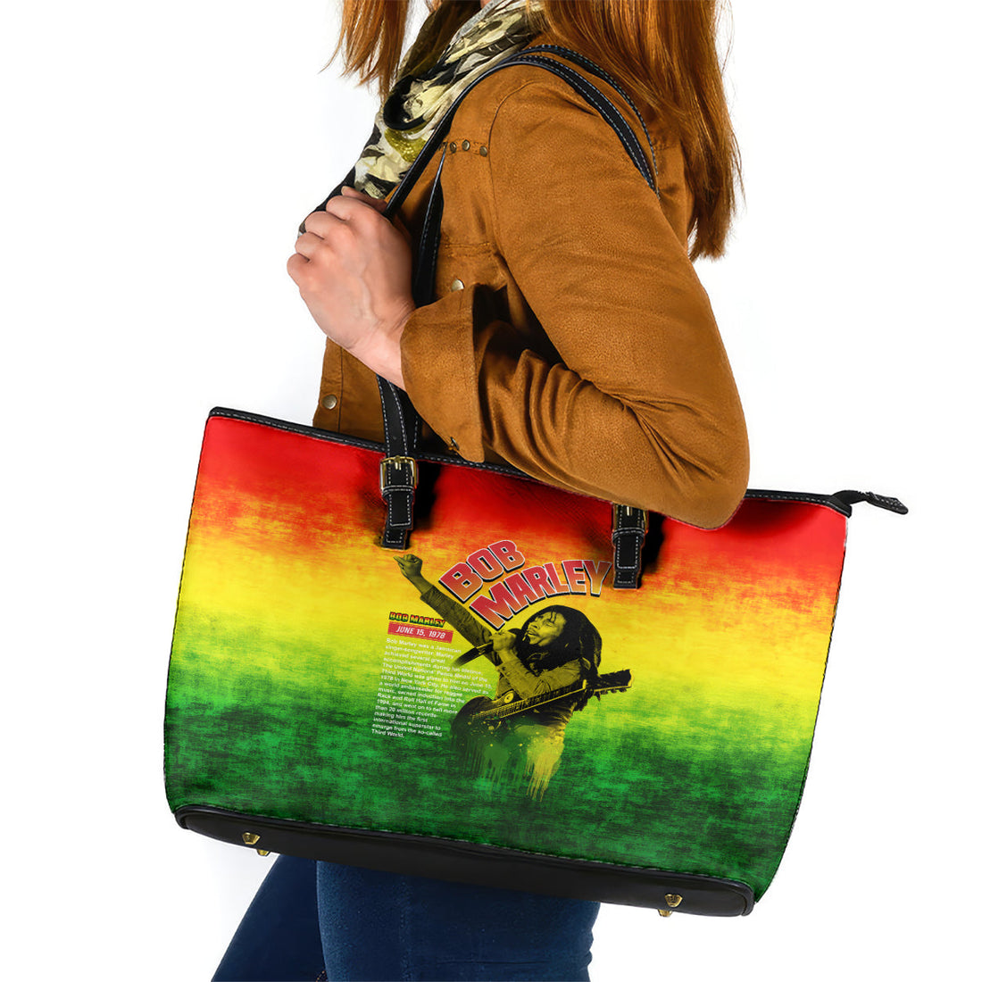 The Real Legend Bob Leather Tote Bag African Jamaica Reggae DT02