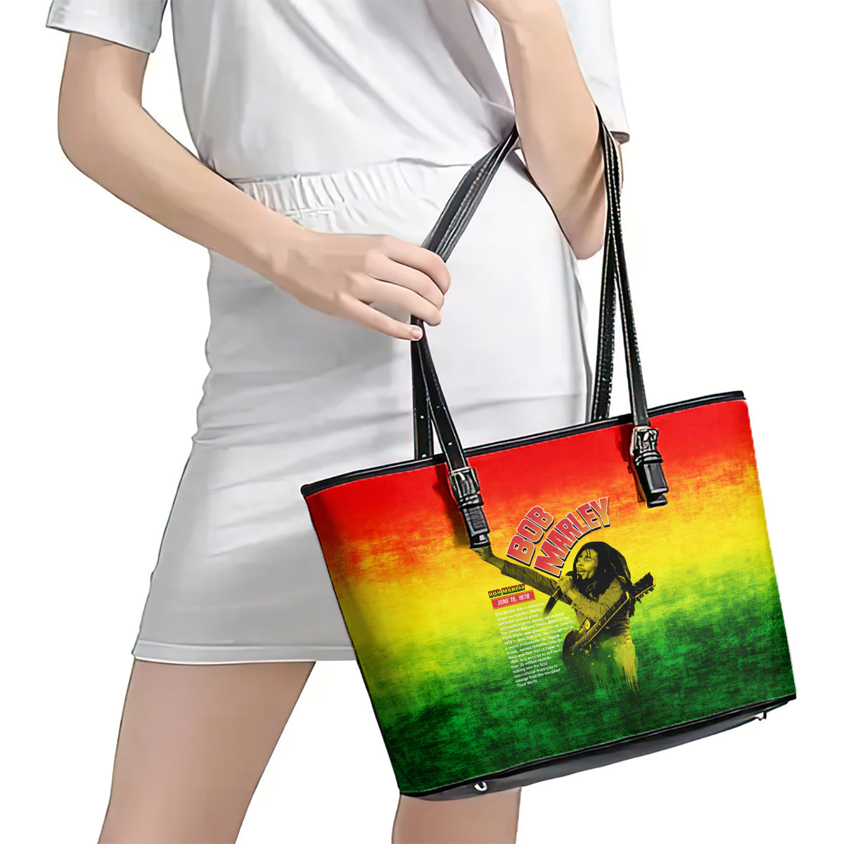 The Real Legend Bob Leather Tote Bag African Jamaica Reggae DT02