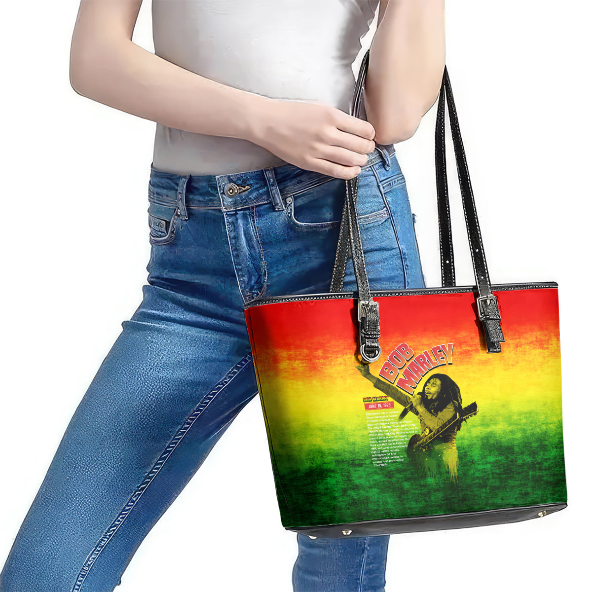 The Real Legend Bob Leather Tote Bag African Jamaica Reggae DT02