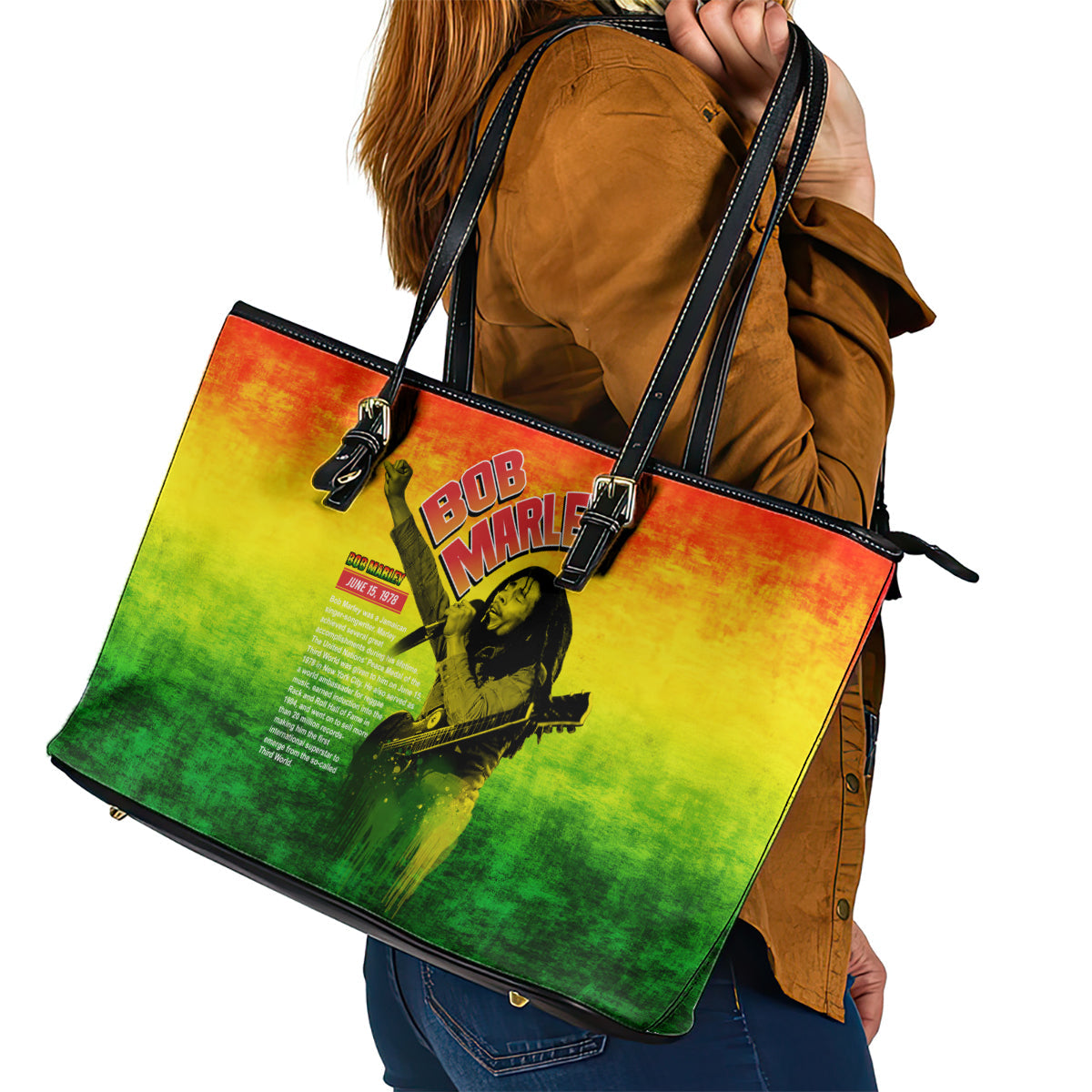 The Real Legend Bob Leather Tote Bag African Jamaica Reggae DT02