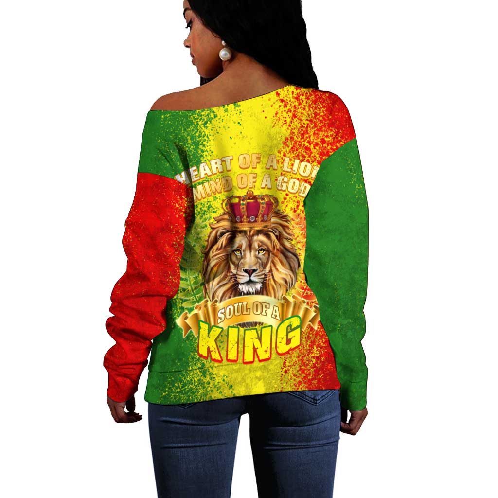 King's African Spirit Off Shoulder Sweater Heart of A Lion DT02