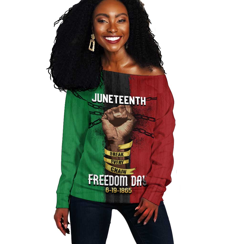 Juneteenth Freedom Day Off Shoulder Sweater Black Pride Month DT02