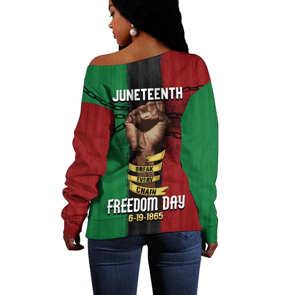 Juneteenth Freedom Day Off Shoulder Sweater Black Pride Month DT02