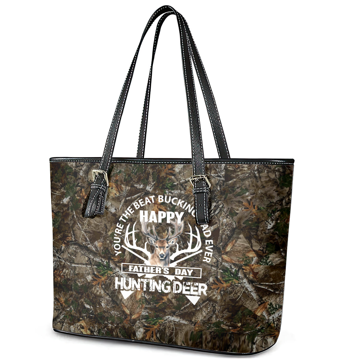 Happy Father's Day Deer Hunting Leather Tote Bag Dad I Love You DT02