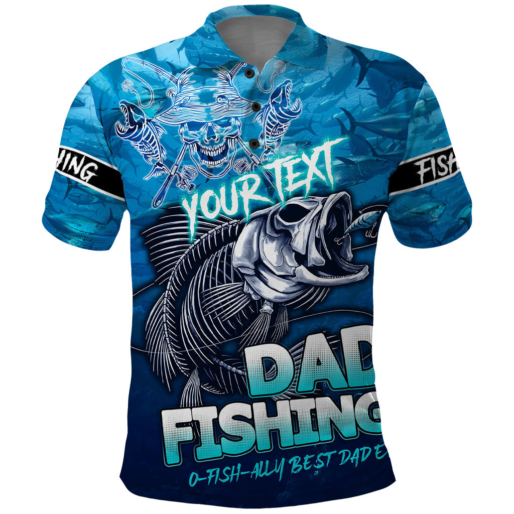 Personalized Father's Day Dad Fishing Skull Fisherman Polo Shirt O Fish Ally Best Dad Ever DT02