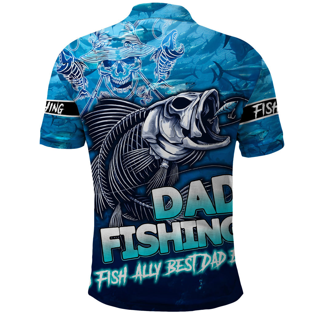 Personalized Father's Day Dad Fishing Skull Fisherman Polo Shirt O Fish Ally Best Dad Ever DT02