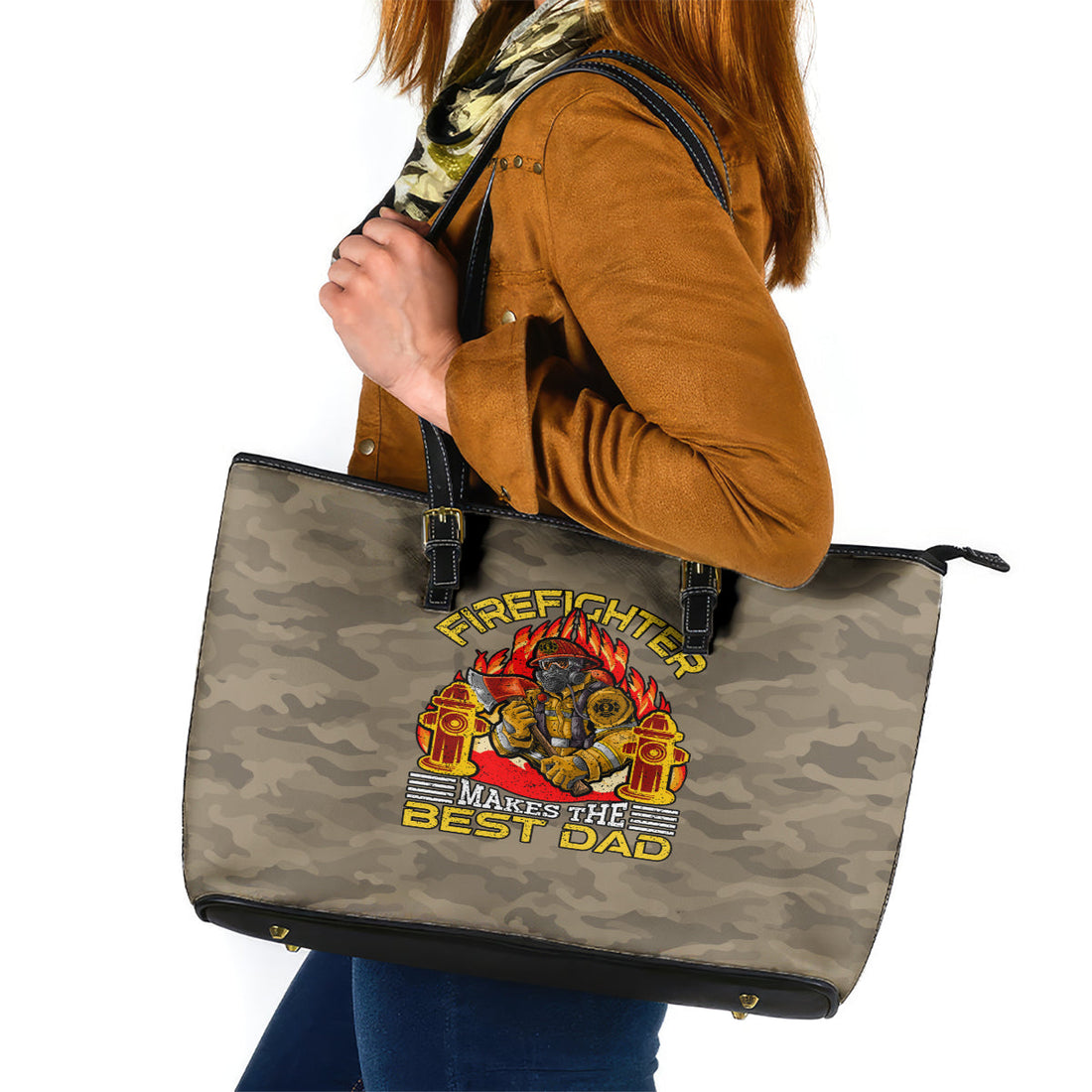 Firefighter Make The Best Dad Leather Tote Bag Father's Day DT02