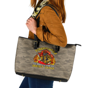 Firefighter Make The Best Dad Leather Tote Bag Father's Day DT02