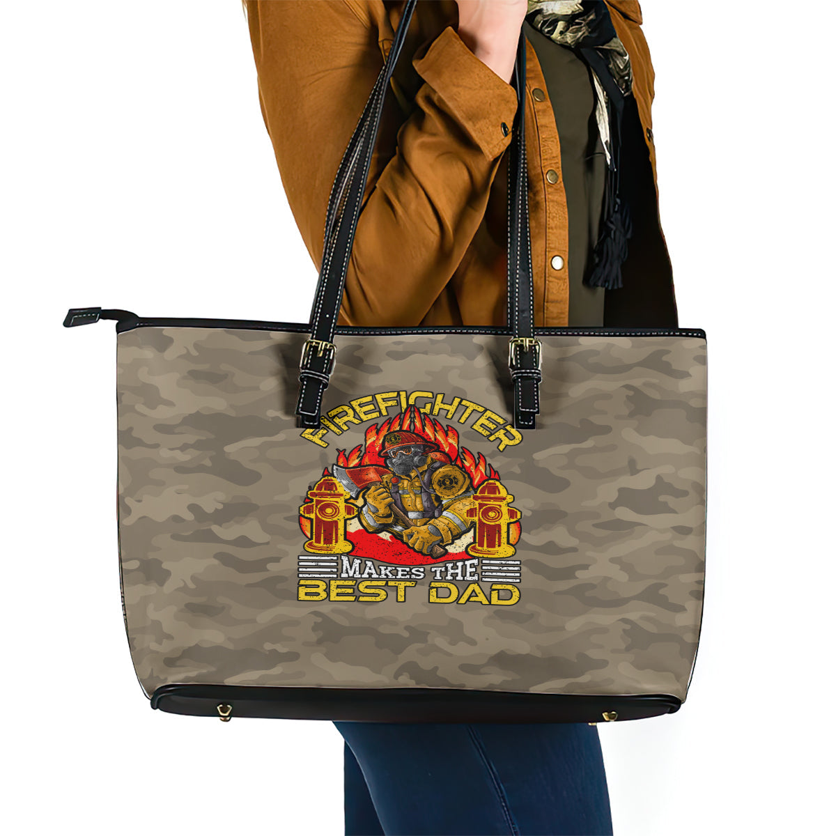 Firefighter Make The Best Dad Leather Tote Bag Father's Day DT02