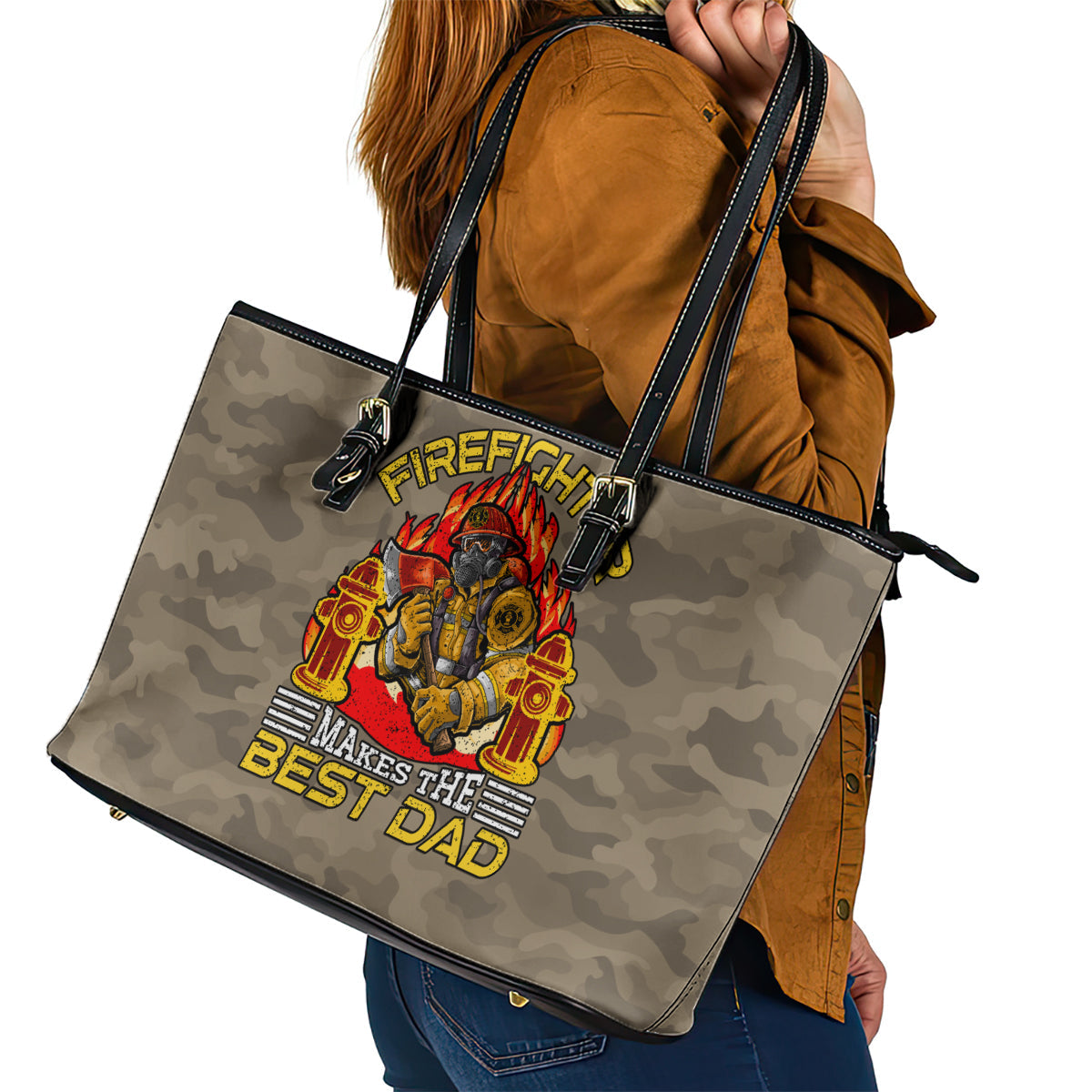 Firefighter Make The Best Dad Leather Tote Bag Father's Day DT02