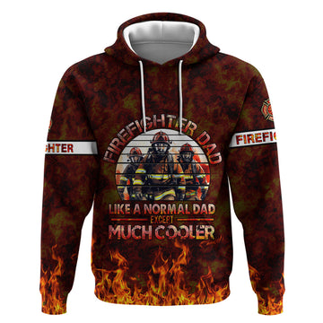 Father and Kids Firefighter Hoodie Like A Normal Dad DT02
