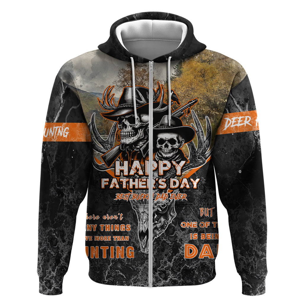 Father's Day Skull Deer Hunting Hoodie Best Buckin Dad Ever DT02