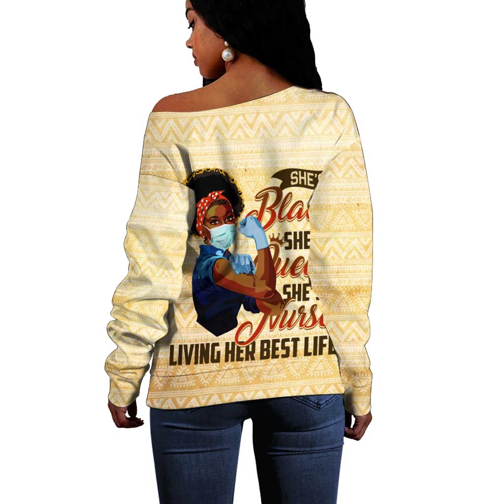 Afro Nurses Off Shoulder Sweater Black Queen African DT02