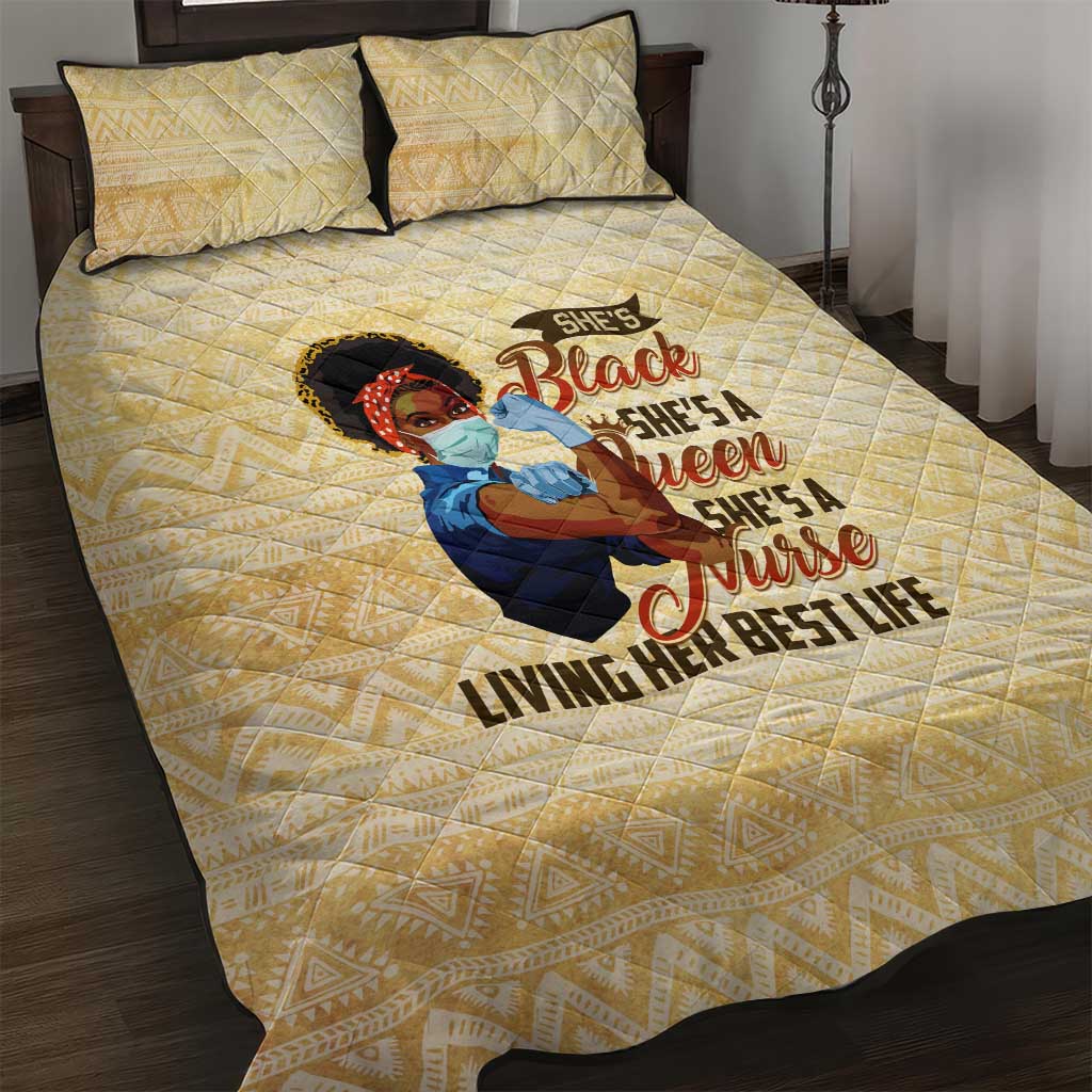Afro Nurses Quilt Bed Set Black Queen African DT02
