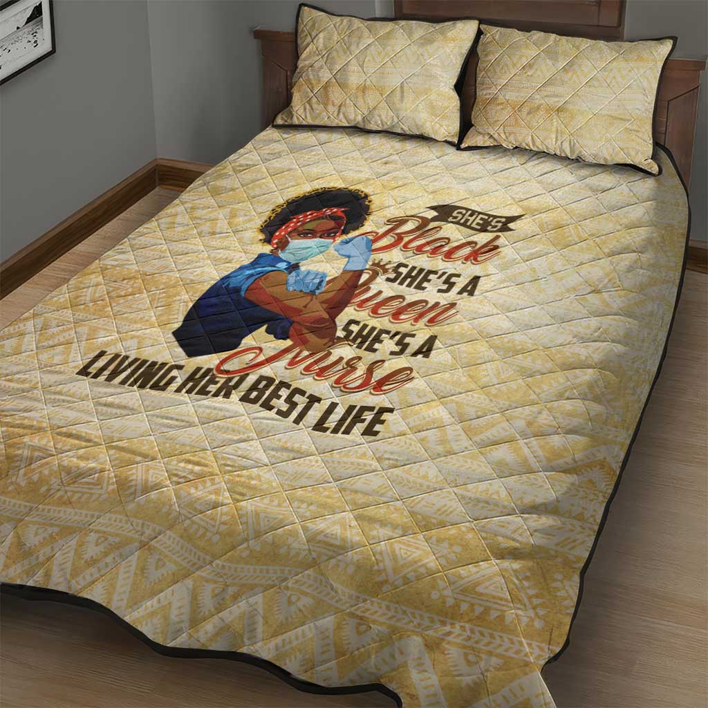 Afro Nurses Quilt Bed Set Black Queen African DT02