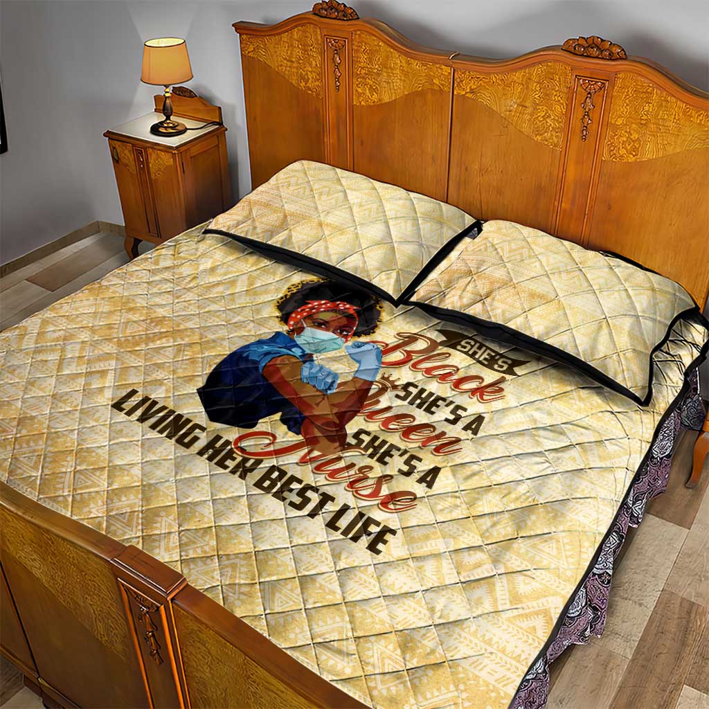 Afro Nurses Quilt Bed Set Black Queen African DT02