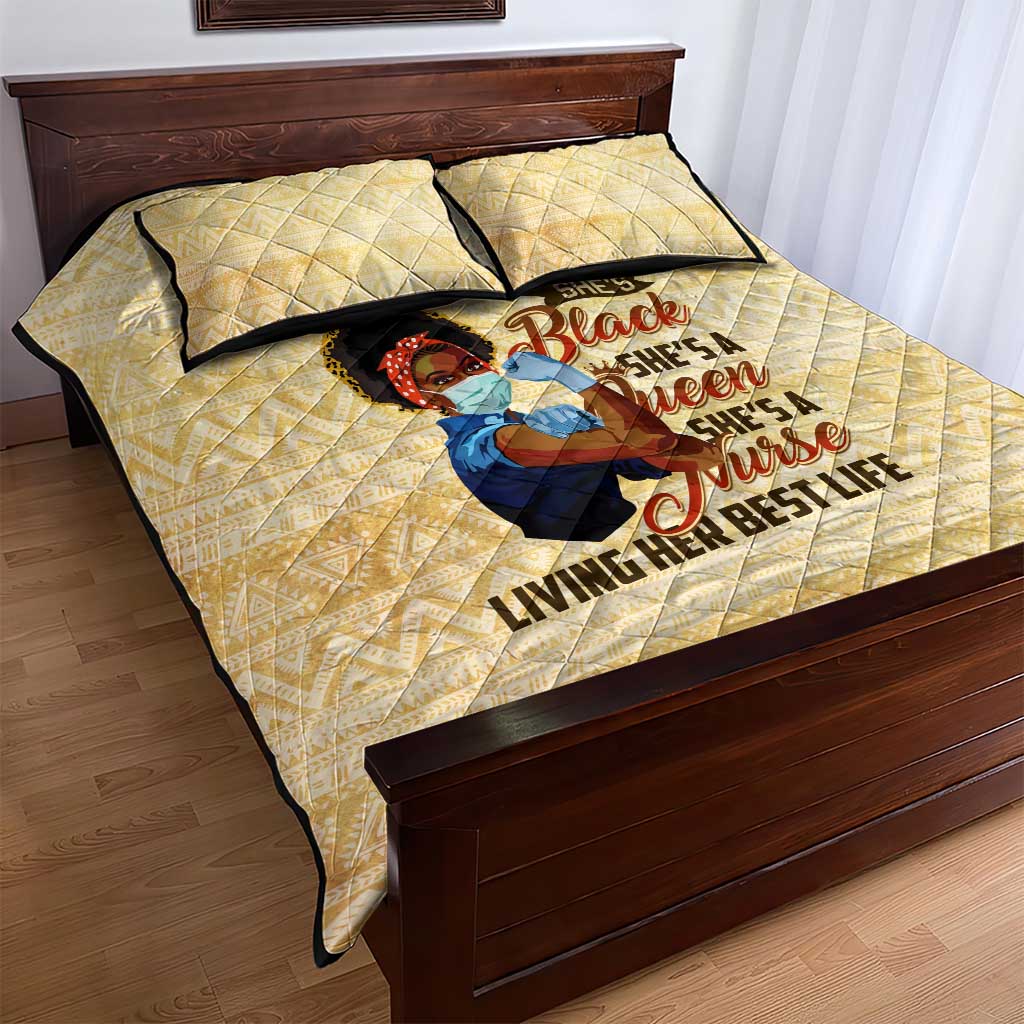 Afro Nurses Quilt Bed Set Black Queen African DT02
